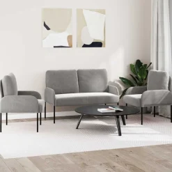 Hot vidaXL Soffgrupper med kudde 3 pcs 115 x 56 x 80 cm Plywood Ljusgrå