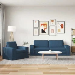 Online vidaXL Soffset 2 pcs 222 x 80 x 82 cm tyg Blå