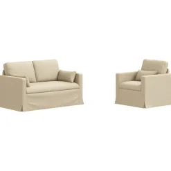 Sale vidaXL Soffset 2 pcs 139 x 78 x 80 cm tyg Kräm