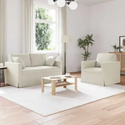 vidaXL Soffset 2 pcs Kräm 138 x 78 x 80 cm Sammet