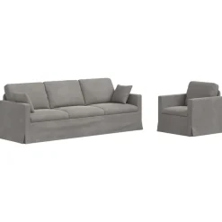 vidaXL Soffset 2 pcs Ljusgrå 228 x 78 x 80 cm Sammet
