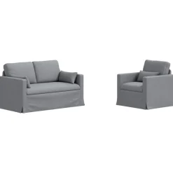 vidaXL Soffset 2 pcs Ljusgrå 139 x 78 x 80 cm tyg