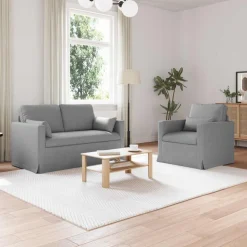 vidaXL Soffset 2 pcs Ljusgrå 139 x 78 x 80 cm tyg