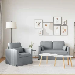 vidaXL Soffset 2 pcs Ljusgrå 139 x 78 x 80 cm tyg