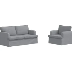 vidaXL Soffset 2 pcs Ljusgrå 162 x 80 x 85 cm tyg