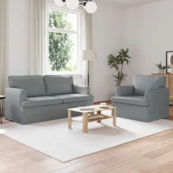 vidaXL Soffset 2 pcs Ljusgrå 162 x 80 x 85 cm tyg