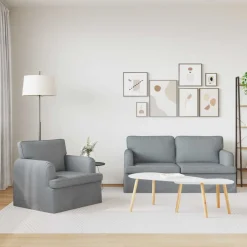 vidaXL Soffset 2 pcs Ljusgrå 162 x 80 x 85 cm tyg