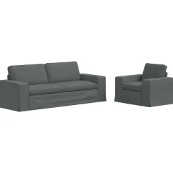 Clearance vidaXL Soffset 2 pcs 222 x 80 x 82 cm tyg Mörkgrå