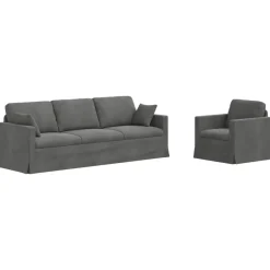 vidaXL Soffset 2 pcs 228 x 78 x 80 cm Sammet Mörkgrå