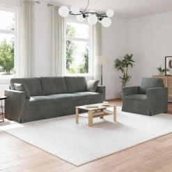 vidaXL Soffset 2 pcs 228 x 78 x 80 cm Sammet Mörkgrå