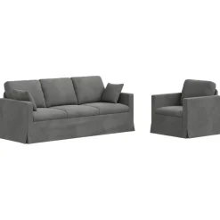 vidaXL Soffset 2 pcs Mörkgrå 198 x 78 x 80 cm Sammet
