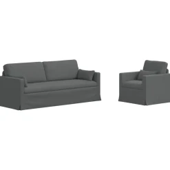 Outlet vidaXL Soffset 2 pcs 198 x 78 x 80 cm tyg Mörkgrå