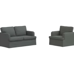 Clearance vidaXL Soffset 2 pcs 144 x 80 x 85 cm tyg Mörkgrå
