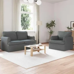 Clearance vidaXL Soffset 2 pcs 144 x 80 x 85 cm tyg Mörkgrå