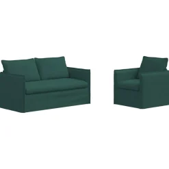 Clearance vidaXL Soffset 2 pcs 156 x 82 x 85 cm Tyg Mörkgrön