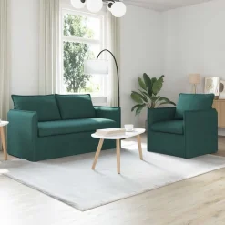 Clearance vidaXL Soffset 2 pcs 156 x 82 x 85 cm Tyg Mörkgrön