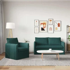 Clearance vidaXL Soffset 2 pcs 156 x 82 x 85 cm Tyg Mörkgrön