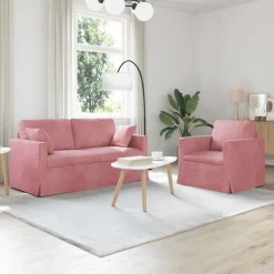 vidaXL Soffset 2 pcs Rosa 158 x 78 x 80 cm Sammet