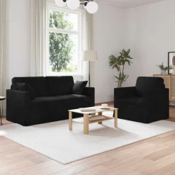 Hot vidaXL Soffset 2 pcs 158 x 78 x 80 cm Sammet Svart