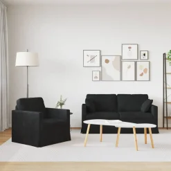 Hot vidaXL Soffset 2 pcs 158 x 78 x 80 cm Sammet Svart