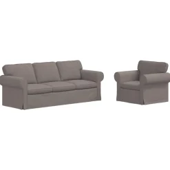 vidaXL Soffset 2 pcs Taupe 215 x 82 x 80 cm tyg