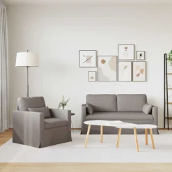 vidaXL Soffset 2 pcs Taupe 158 x 78 x 80 cm tyg