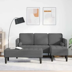 vidaXL Soffset med kudde 2 pcs Mörkgrå Polyester