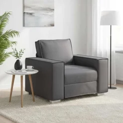 vidaXL Soffstol Grå 100 cm Konstläder