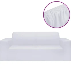 Discount vidaXL Sofföverdrag 2-sits med stretch polyesterjersey Vit