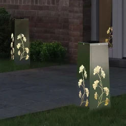 vidaXL Solar LED Stig Ljus 2 pcs Silver Rostfritt stål
