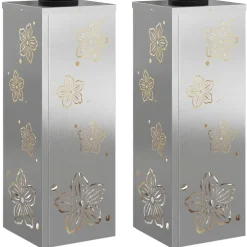 New vidaXL Solar LED Stig Ljus 2 pcs Silver Rostfritt stål