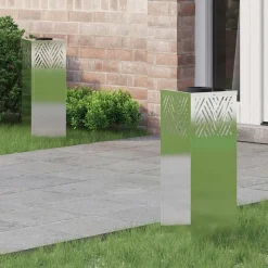vidaXL Solar LED Stig Ljus 2 pcs Silver Rostfritt stål