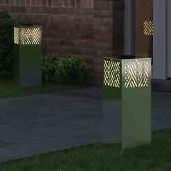 vidaXL Solar LED Stig Ljus 2 pcs Silver Rostfritt stål