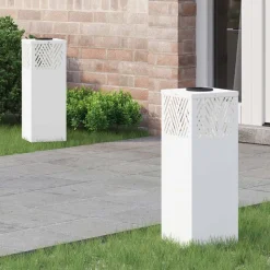 vidaXL Solar LED Stig Ljus 2 pcs Vit Kallvalsat stål