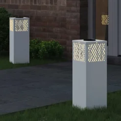 vidaXL Solar LED Stig Ljus 2 pcs Vit Kallvalsat stål