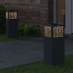 vidaXL Solar LED Stig Ljus 2 pcs Kallvalsat stål Antracit