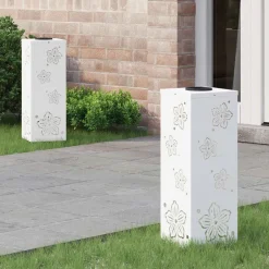 Best vidaXL Solar LED Stig Ljus 2 pcs Kallvalsat stål Vit