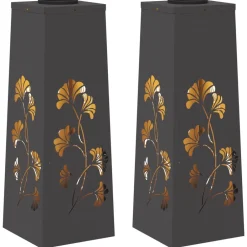 Hot vidaXL Solar LED Stig Ljus 2 pcs Kallvalsat stål Svart