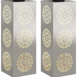 vidaXL Solar LED Stig Ljus 2 pcs Silver Rostfritt stål