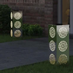 vidaXL Solar LED Stig Ljus 2 pcs Silver Rostfritt stål
