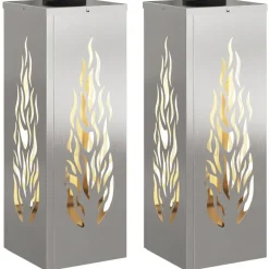 Hot vidaXL Solar LED Stig Ljus 2 pcs Silver Rostfritt stål
