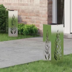Hot vidaXL Solar LED Stig Ljus 2 pcs Silver Rostfritt stål