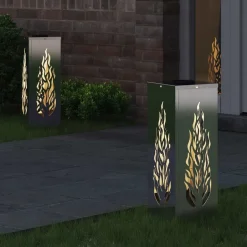 Hot vidaXL Solar LED Stig Ljus 2 pcs Silver Rostfritt stål