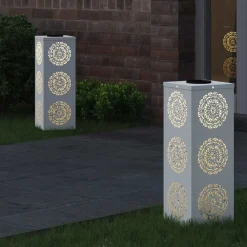 vidaXL Solar LED Stig Ljus 2 pcs Vit Kallvalsat stål