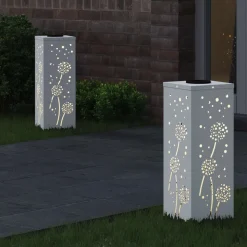 vidaXL Solar LED Stig Ljus 2 pcs Vit Kallvalsat stål