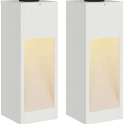 vidaXL Solcell LED-vägbelysning 2 pcs Vit Kallvalsat stål