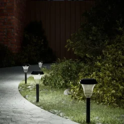 vidaXL Soldrivna gånglampor med markspett 12 st Vit