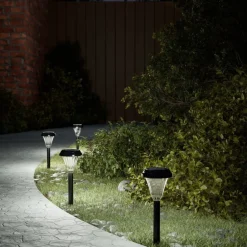 Best vidaXL Soldrivna gånglampor med markspett 12 st Vit