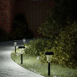 vidaXL Soldrivna gånglampor med markspett 12 st vit