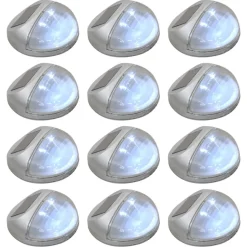 New vidaXL Sollampa vägg LED set 12 st rund Silver